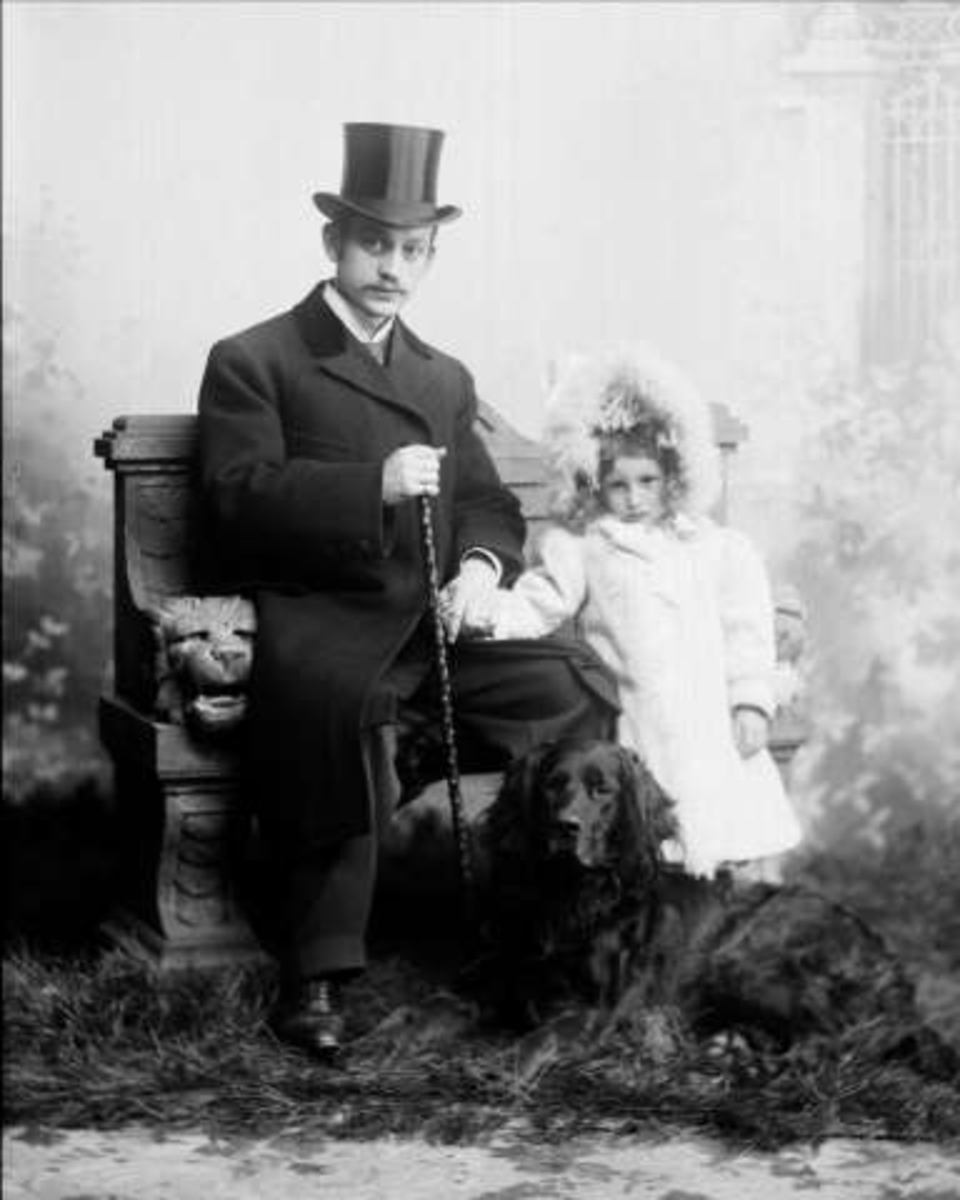 Gustav Borgen, Portrett, herr Alexander med datter og hund.