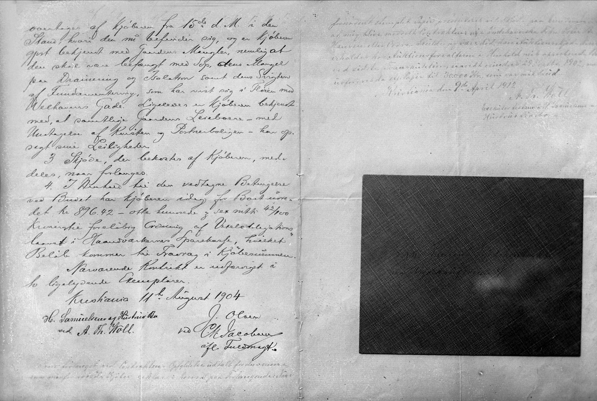Gustav Borgen, Avfotograferte papirer. Kontrakt.