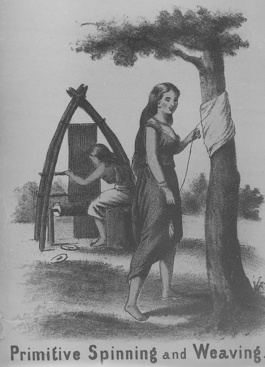 Anders Beer Wilse, Konv: Knud Graah tekst på bildet: Primitive Spinning and Weaving