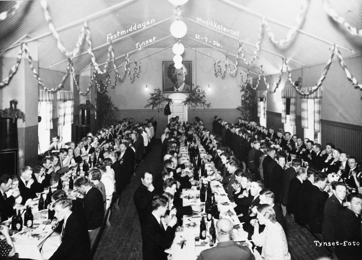 Tynset Foto, Festmiddag musikkstevne Tynset 12.7.1936