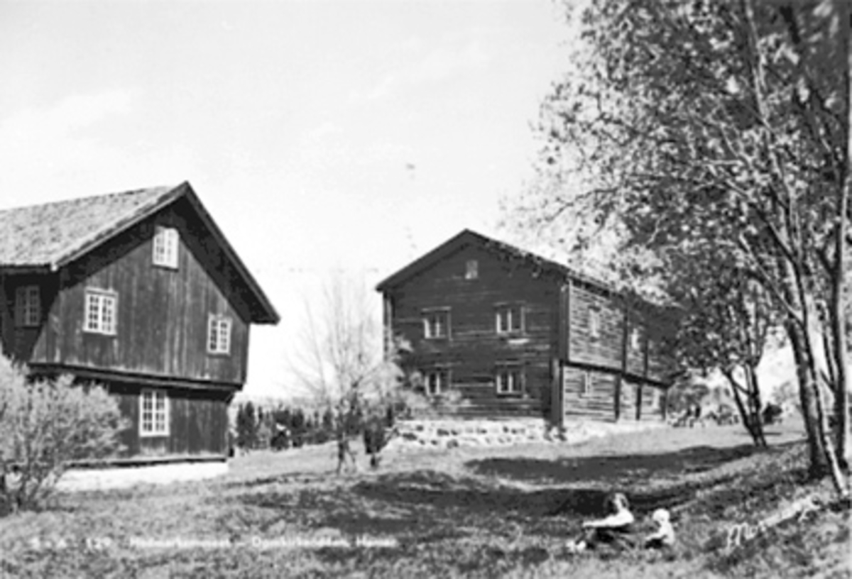 Anno Domkirkeodden, EKSTERIØR BOLSTAD-SKØIENBYGNINGEN. HEDMARKSMUSEET OG DOMKIRKEODDEN. POSTKORT.
