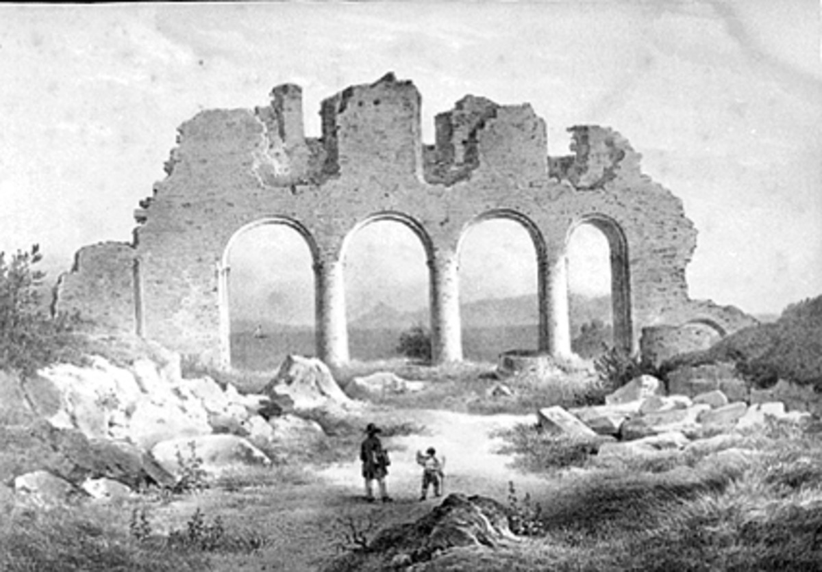 Anno Domkirkeodden, TEGNING, DOMKIRKERUINEN, FRICH