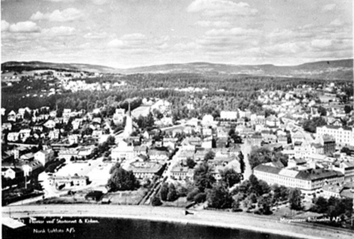 Anno Domkirkeodden, FLYFOTO, HAMAR SENTRUM, HAMARBUKTA, STORTORGET, BEKKEGATA, LIERBAKKEN