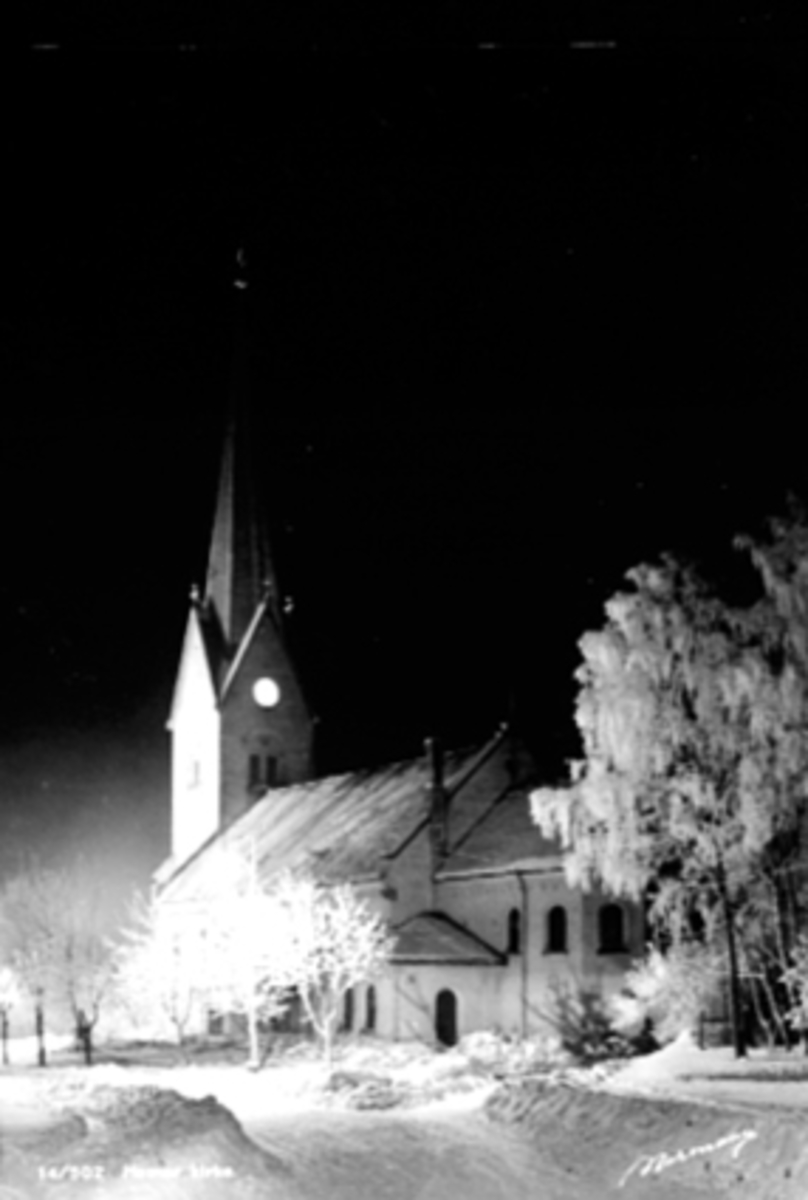 Anno Domkirkeodden, VINTER, FLOMLYS HAMAR DOMKIRKE, BRØYTEKANTER, KVELD, FURNESVEGEN