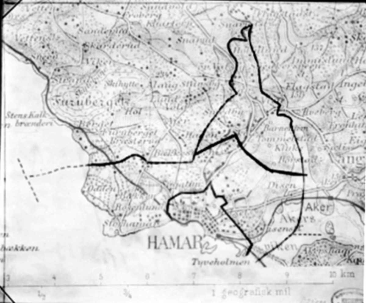 Anno Domkirkeodden, HAMARKART, HAMAR OG OMEGN, UTSNITT, MÅLESTOKK 1:25000