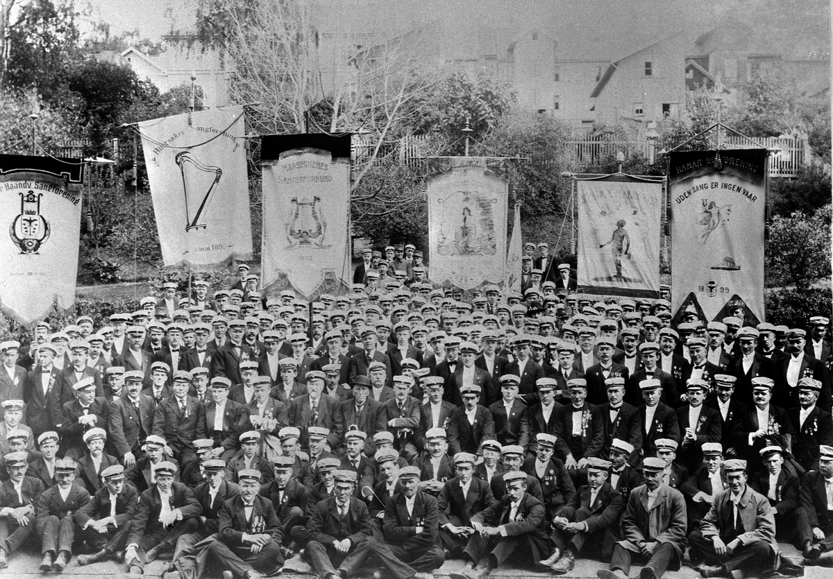 Anno Domkirkeodden, Mjøsegnens sangerstevne på Lillehammer i 1917. Faner og sanger fra Hamar Haandverkersangforening, Hamar Mandskor, Ringsaker Sangforening, Nes Sangforening, Gjøvik Sangforening, Åsmarken Sangforening, Mandskoret "Klang" fra Lillehammer, Lillehammer Mandskor, Tangen Mandskor, Stange Mandskor.