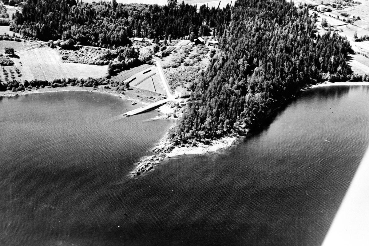 Anno Domkirkeodden, Flyfoto, Bergevika, Helgøya, Fagervik, Stefferud, Mjøsa.