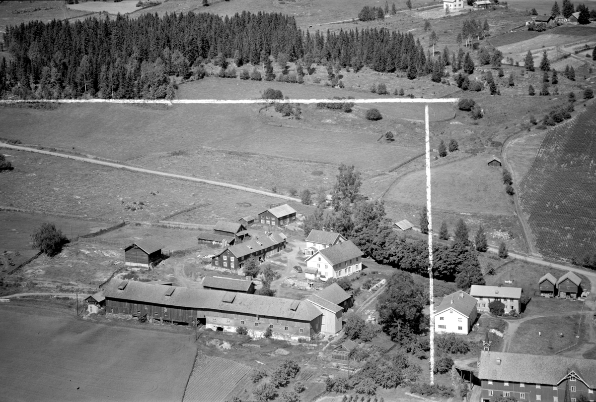 Anno Domkirkeodden, Flyfoto av Mæhlum nordre, Brøttum, Ringsaker.