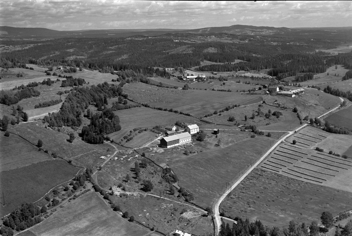 Widerøes Flyveselskap A/S, Flyfoto av Tokstad gard, Brøttum, Ringsaker.