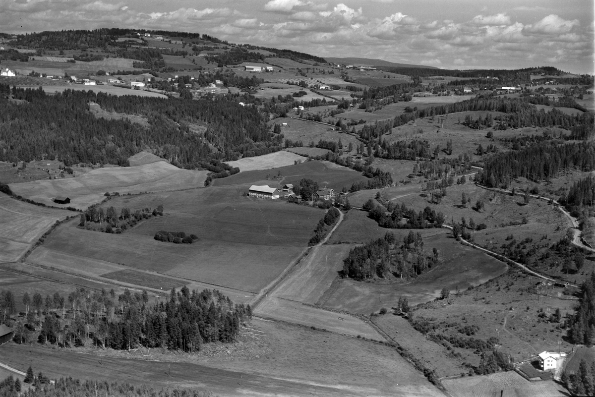 Widerøes Flyveselskap A/S, Flyfoto av Dæhli gard, Brøttum, Ringsaker.