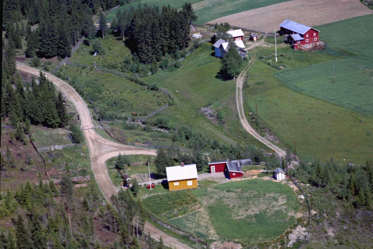 Widerøes Flyveselskap A/S, Flyfoto av Bjørkheim, Furnes, Ringsaker. Putten i bakgrunn.