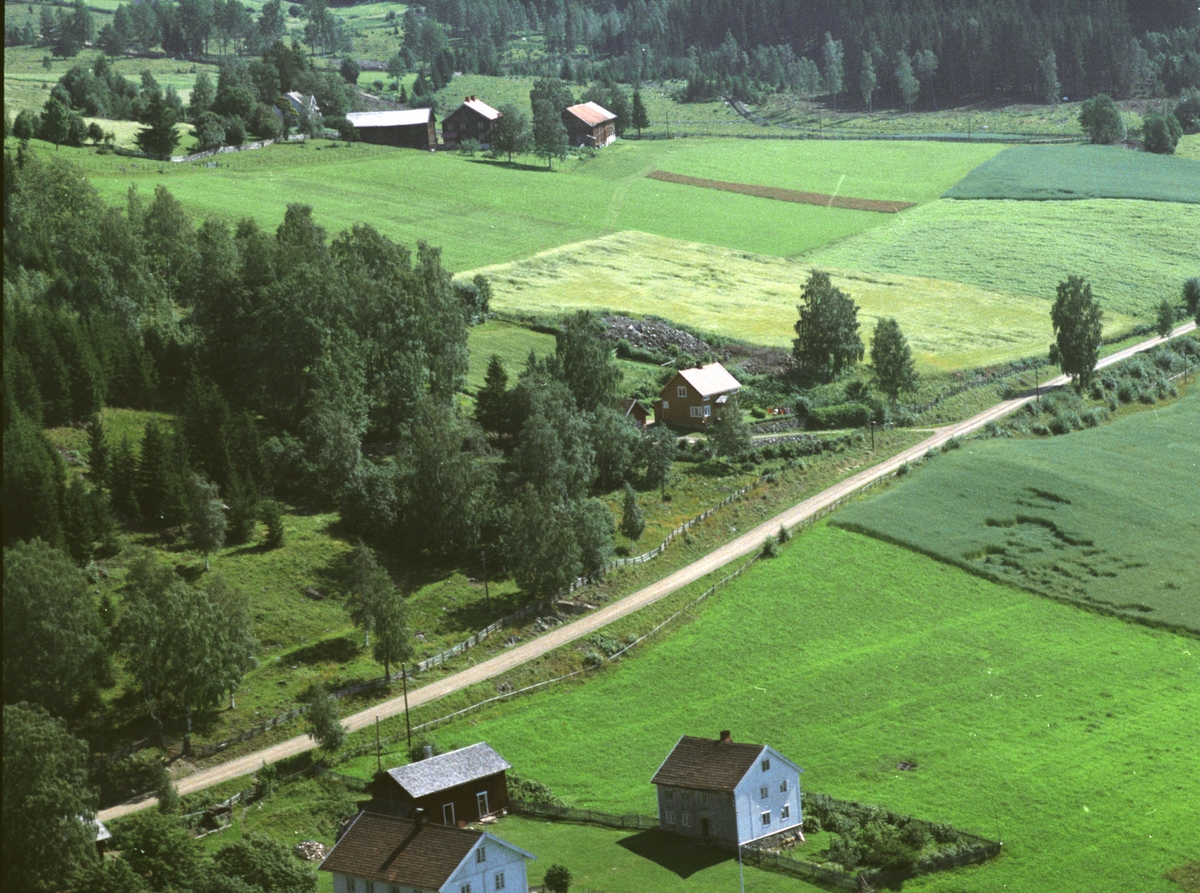 Widerøes Flyveselskap A/S, Flyfoto av ukjente gardsbruk, Brøttum, Ringsaker.