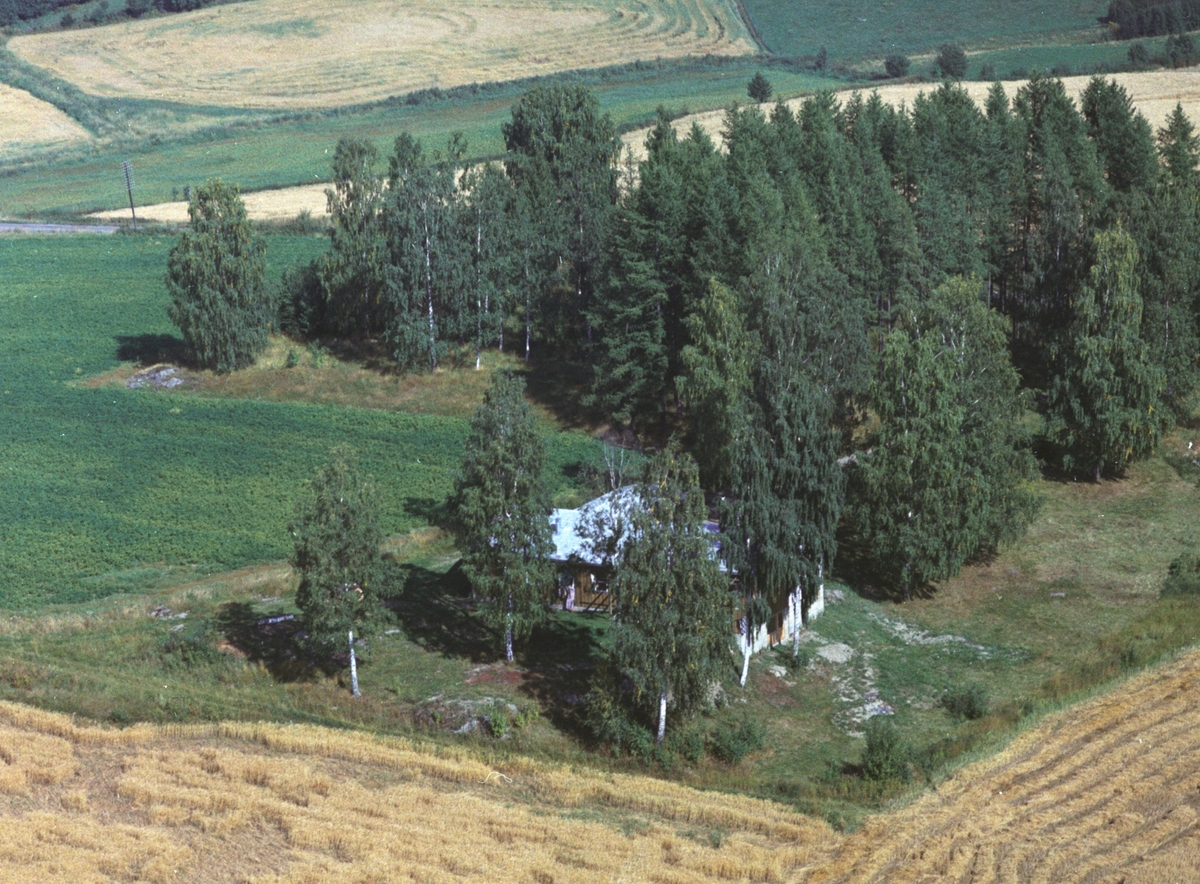 Widerøes Flyveselskap A/S, Flyfoto, Knausen, bebyggelse langs Ringsakervegen ovenfor Krokvik gard, Ringsaker.