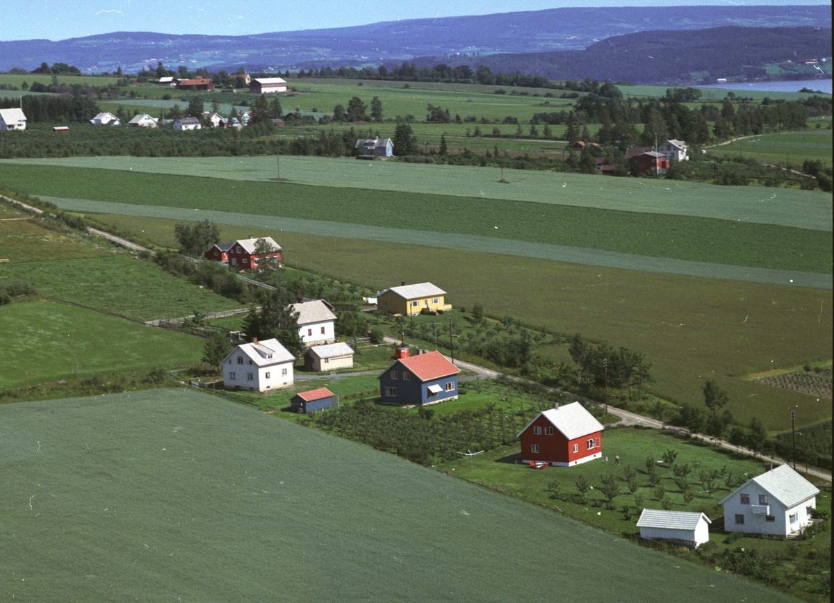 Widerøes Flyveselskap A/S, Flyfoto, Tingnes, bebyggelse, Gamlevegen, Nes, Hedmark.