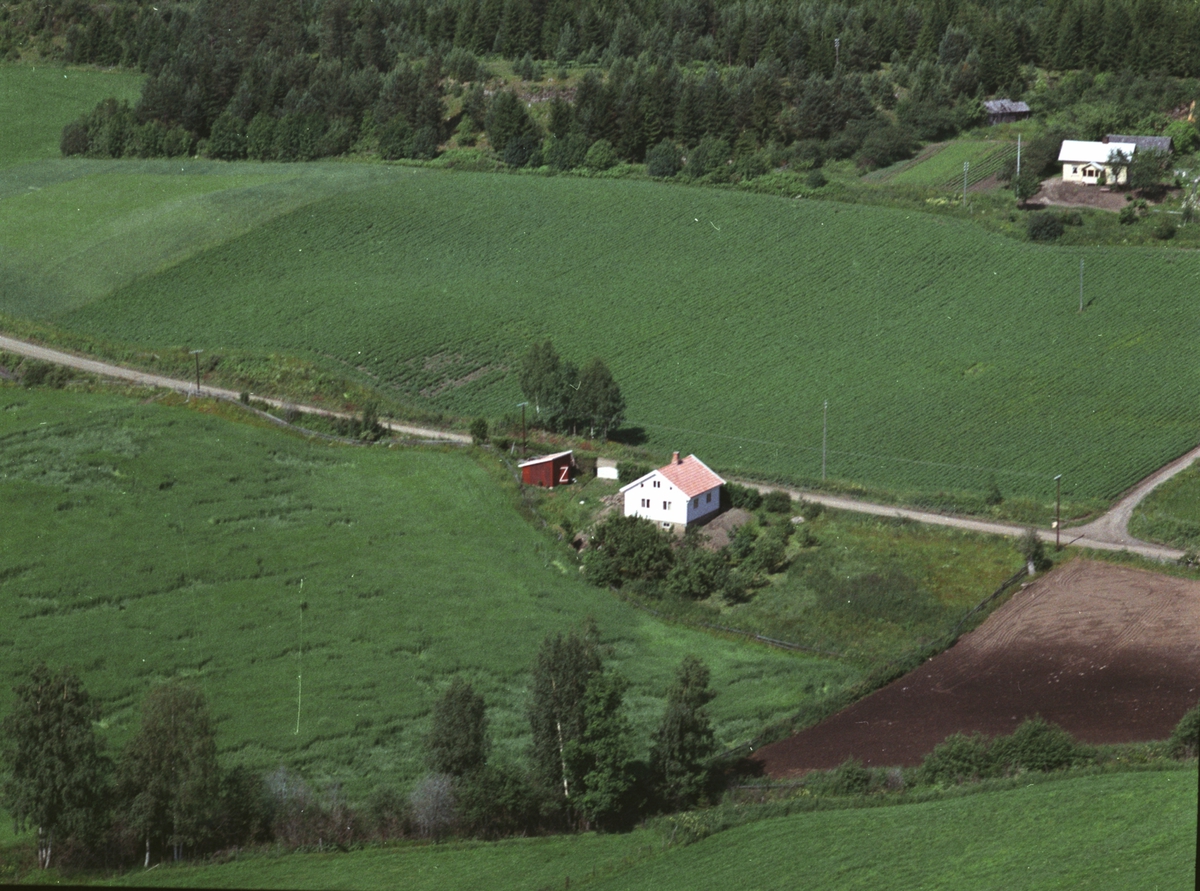 Widerøes Flyveselskap A/S, Flyfoto, småbruk, Heimdal, Nes, Hedmark.