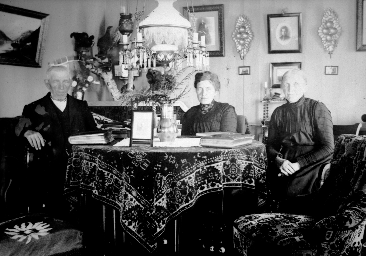 Anno Domkirkeodden, Hans Jølstad, ukjent, Julie Jølstad, interiør, stue, Jølstad gård, Ringsaker.