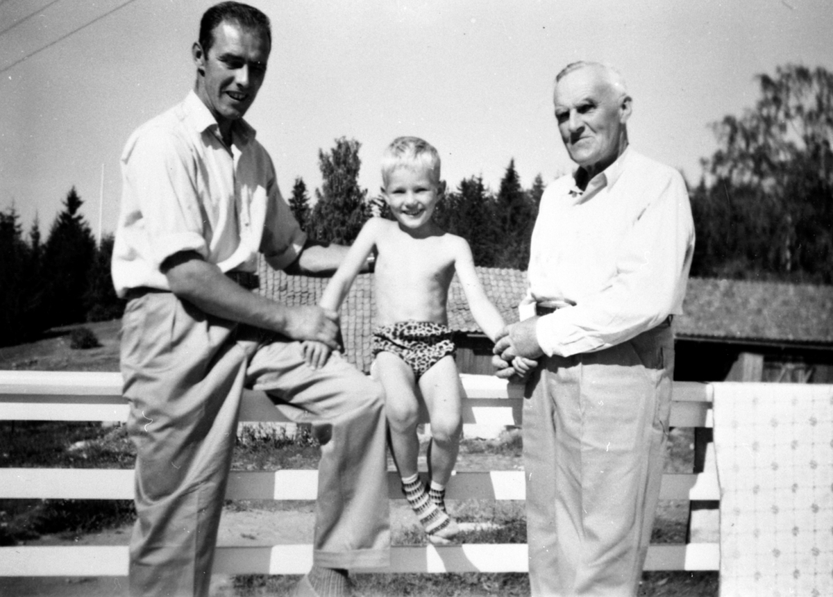 Anno Domkirkeodden, 3 generasjoner på Danmark, Helgøya. Fra venstre er Harald Johan Raabe, Frantz Christian Raabe, Gustav Adolf Raabe.