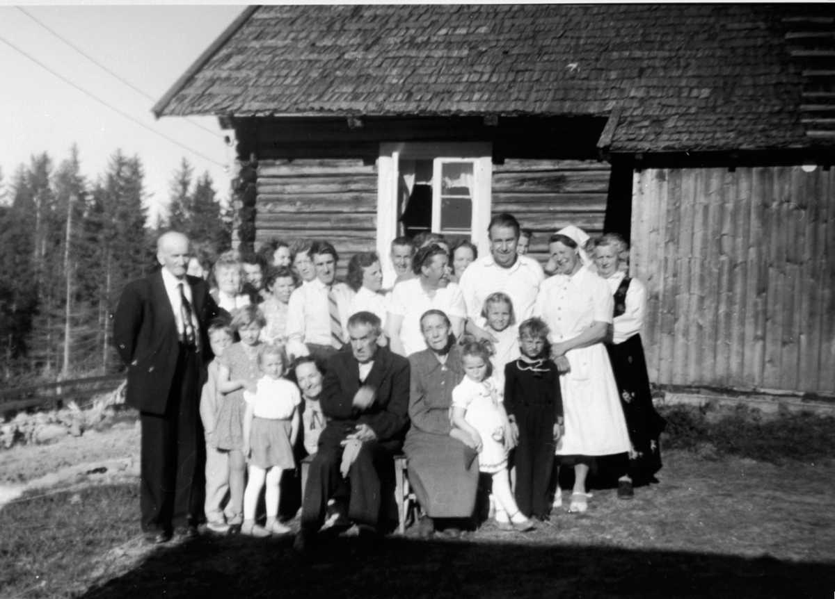Anno Domkirkeodden, Gullbryllup i Prøysenstua, Ringsaker. Familiene Øygarden, Knutsen, Haga, Evensen, Prøysen, Jacobsen (Kusvea), Borghild Monsbakken.