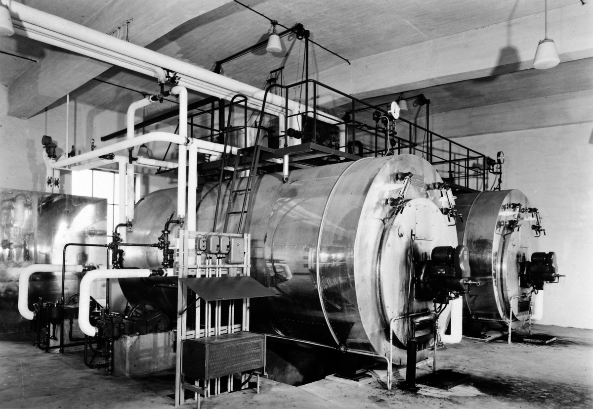 Anno Domkirkeodden, Hedmark Tørrmelk,meieri, Brumunddal, interiør, produksjon, ca. 1960.
