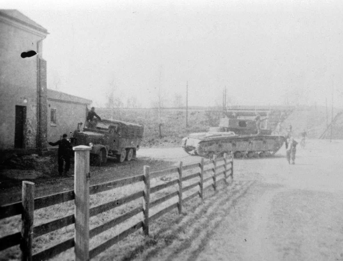 Anno Domkirkeodden, Tysk stridsvogn i Moelv etter kampene på Ring i april 1940. Den andre verdenskrig.