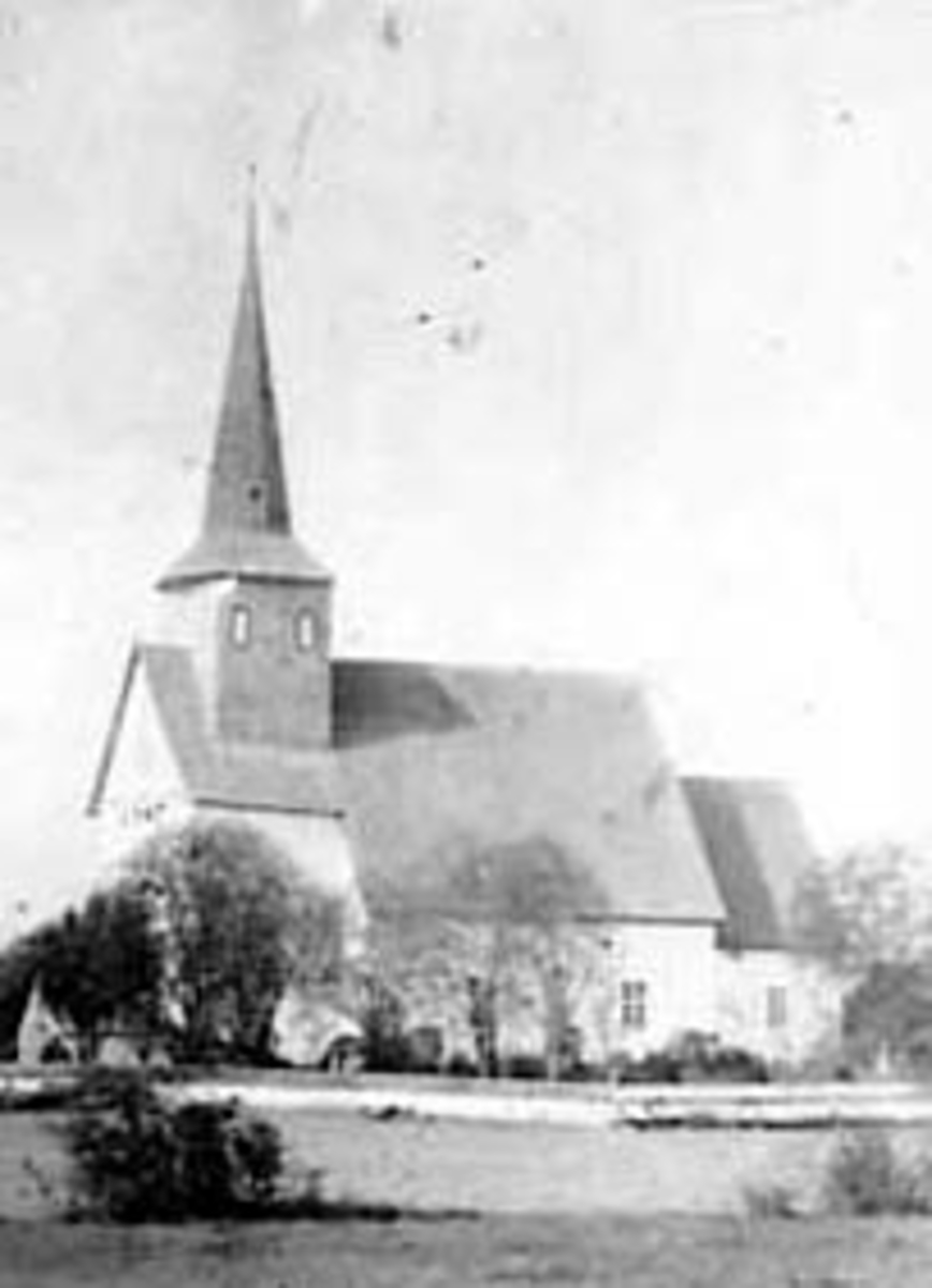 Anno Domkirkeodden, EKSTERIØR; ROMEDAL KIRKE, ROMEDAL GAMLE ST. PETRI(Petrus) KIRKE FRA 12 ÅRHUNDRE. REVET: 1886. Dubb:417-1499+417-4068 Speilvendt(?)