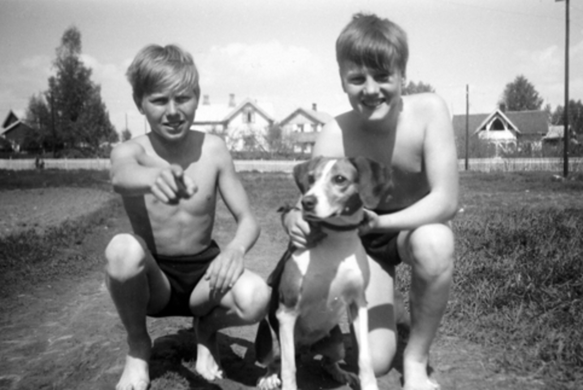 Anno Domkirkeodden, HARALD SKJØNSBERG OG ROLF JENSEN, ILSENG, MED HUNDEN PIA