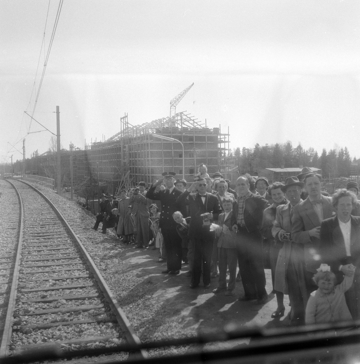 Adolf Skjegstad, Lambertseterbanen, åpning 28.04.1957. Sporvogn 235, trikk, bybane. Østbanen-Lamberseter.