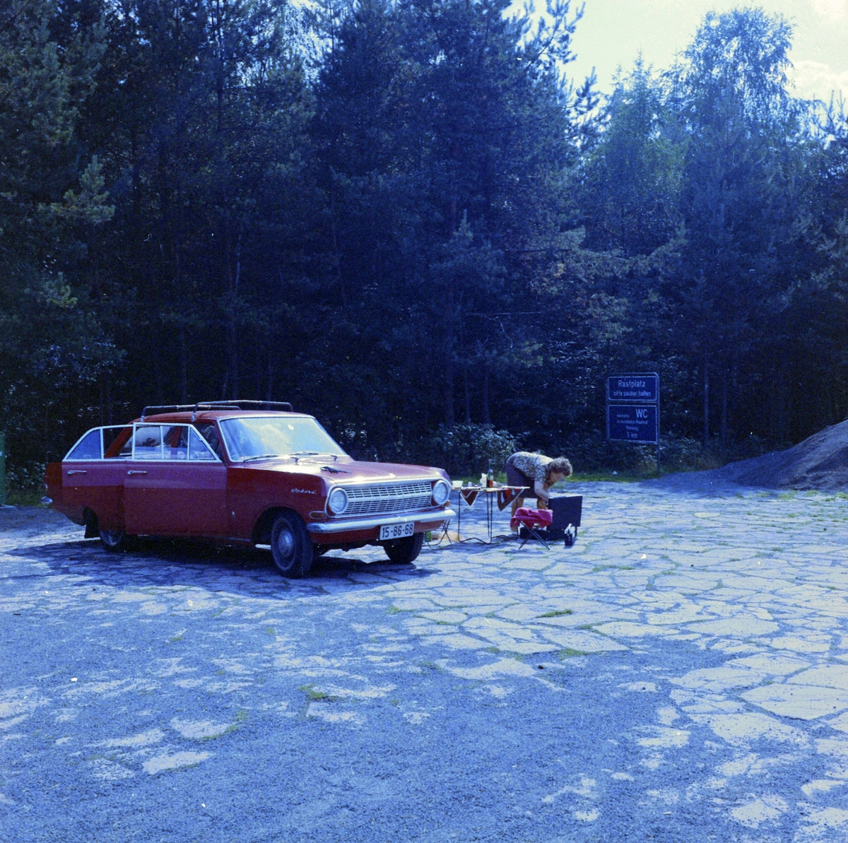 Adolf Skjegstad, Opel Rekord A 1963-65. 15-86-68. Petra Skjegstad, camping, ferietur, Tyskland?