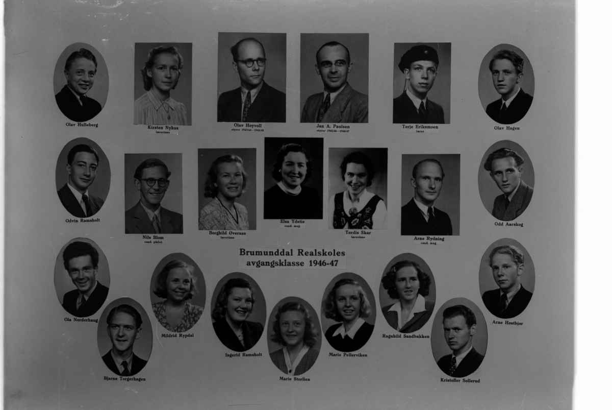 Christian Grundseth, BRUMUNDDAL REALSKOLE, AVGANGSKLASSE 1946-47, 1 REKKE ØVERST F. V OLAV HULLEBERG, KIRSTEN NYHUS, OLAV HØYVOLL, JAN A. PAULSEN, TERJE ERIKSMOEN, OLAV HAGEN. 2. REKKE F. V NILS BLOM, BORGHILD ØVERAAS, ELSA YDSTI, TORDIS SKAR, ARNE RYDNING, ODD AARSKOG. 3 REKKE F. V. OLA NORDERHAUG, BJARNE TORGERHAGEN,…