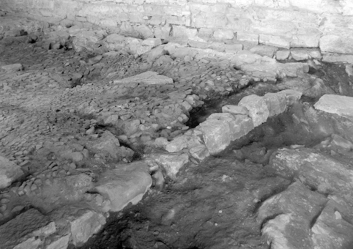 Anno Domkirkeodden, Arkeologiske undersøkelser i Hamar bispegård 1952. "renessansebygningen" inne i Storhamarlåvens vestfløy.