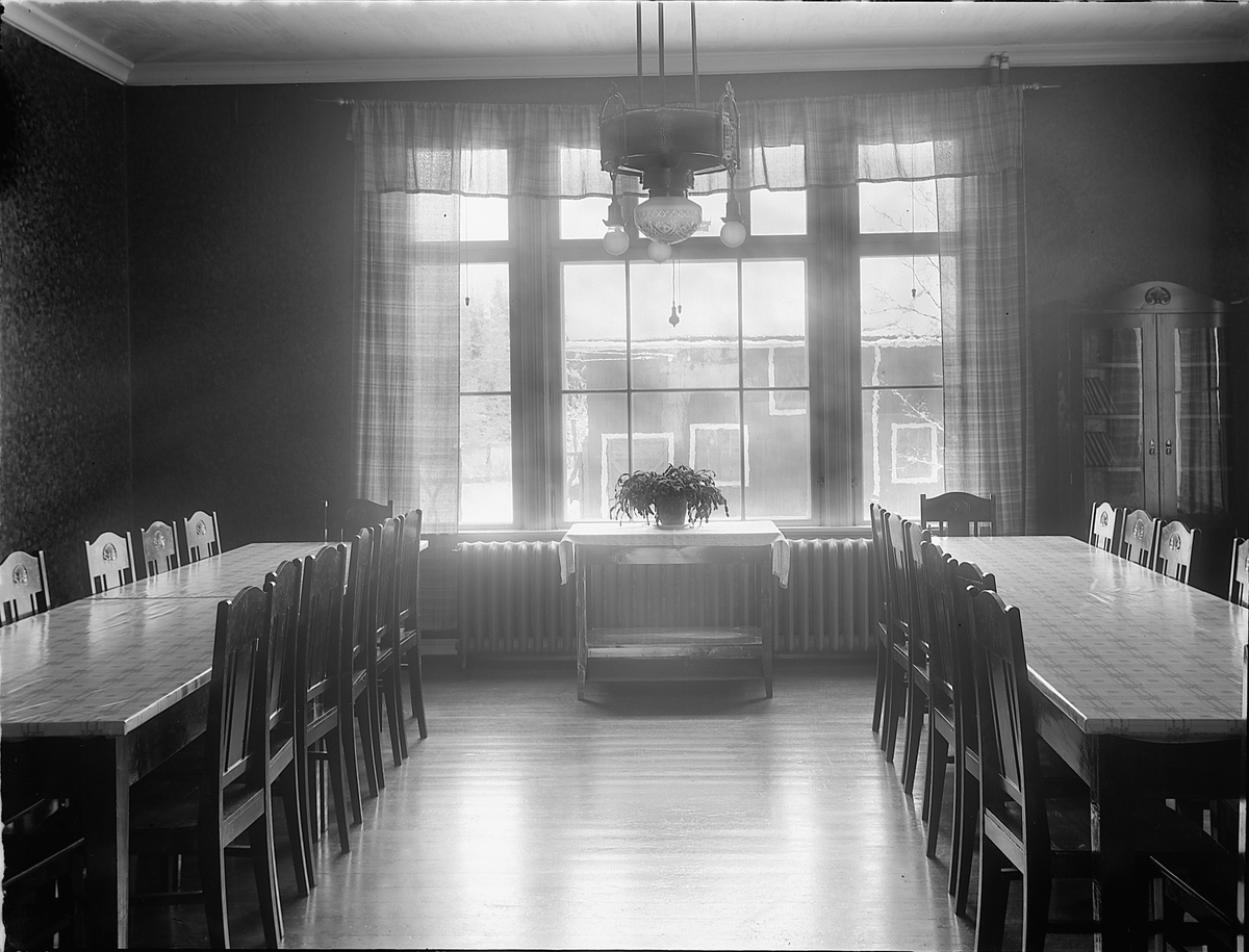 Christian Grundseth, Østlandske Vanførelag, Lille Kjonerud, Bekkelaget, Stange. Interiør, matsal, spisesal. Østlandske Vanførehjem.