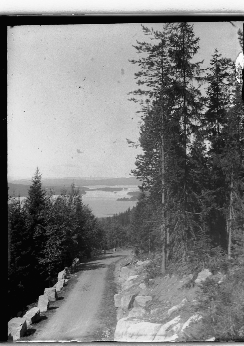 Ole Hansen Løken, SKRUKKBEKKBERGET, UTSIKT MOT NÆRA i Ringsaker. VEGEN FRA BYFLATEN TIL ARNEBERG, STABBESTEINER, LANDSKAP.