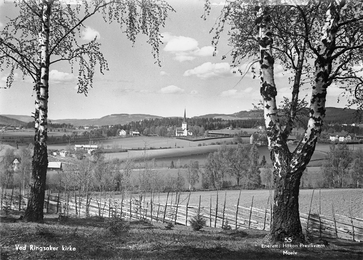 Håkon Prestkværn, Landskap ved Ringsaker kirke. Postkort.