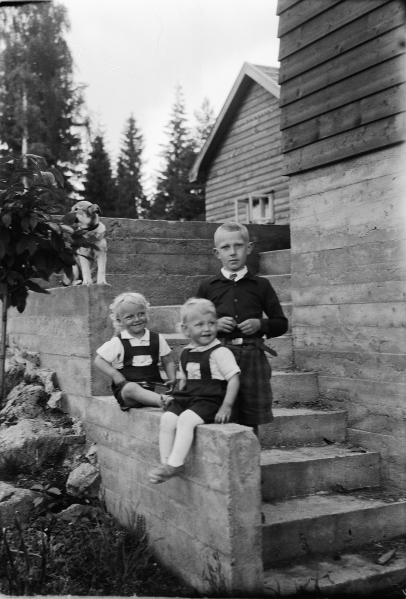 Håkon Prestkværn, Tre barn på en betongtrapp.