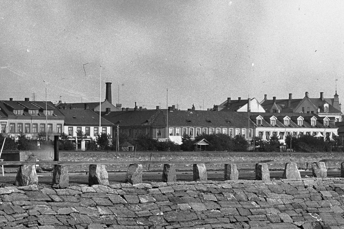 Hans Emil Erichsen, Hamar Brygge på Høiensalodden. Robåter på stranda. Robåter av gammel type, før dreggebåtene kom.