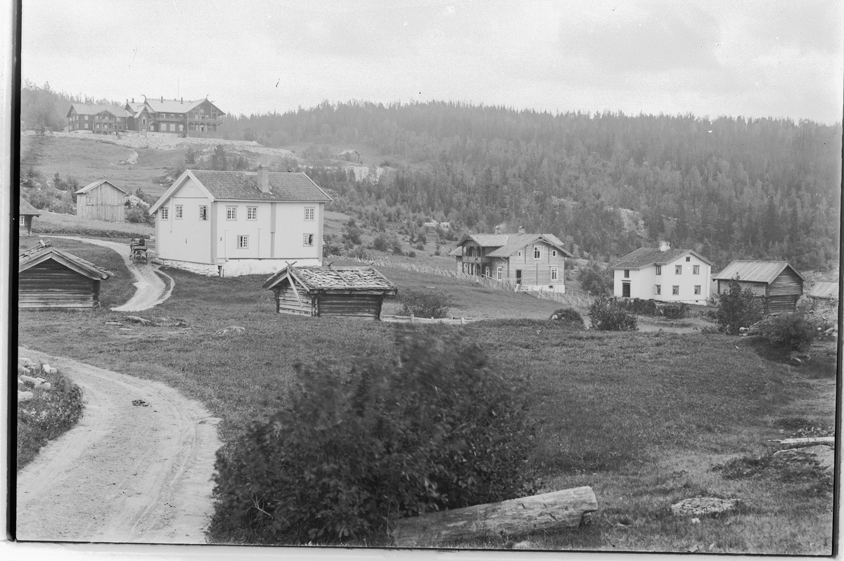 Hans Emil Erichsen, Bolkesjø, Notodden kommune. Mye gammel bebyggelse. Bolkesjø Hotell i bakgrunnen. Dragestilbygning tegnet av Herman Backer og åpnet i 1893.