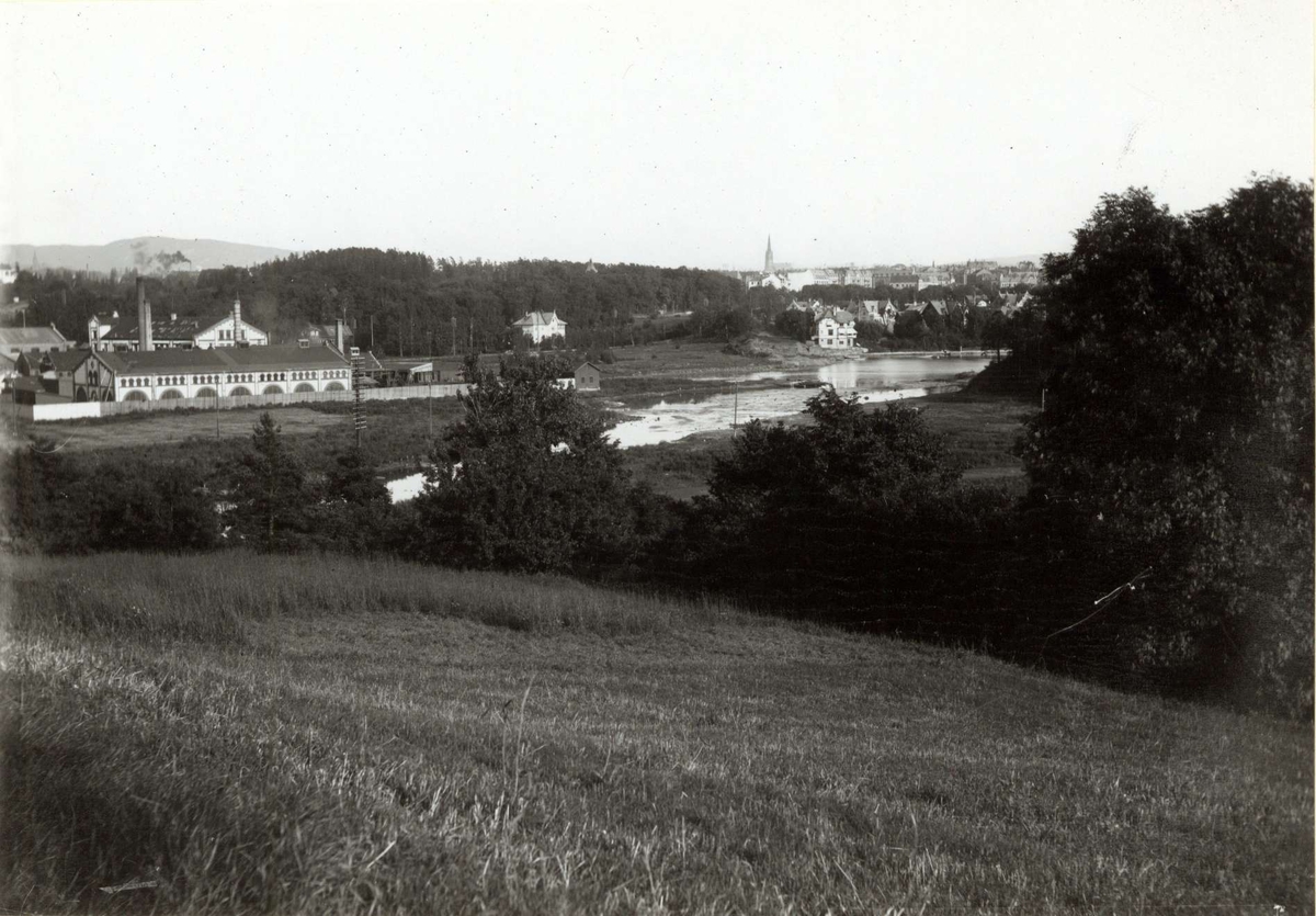 Hermann Christian Neupert, Bygdøy, Oslo 1908-1910. Oversiktsbilde. Innerst i Frognerkilen. Strand. Landskap. Bebyggelse.