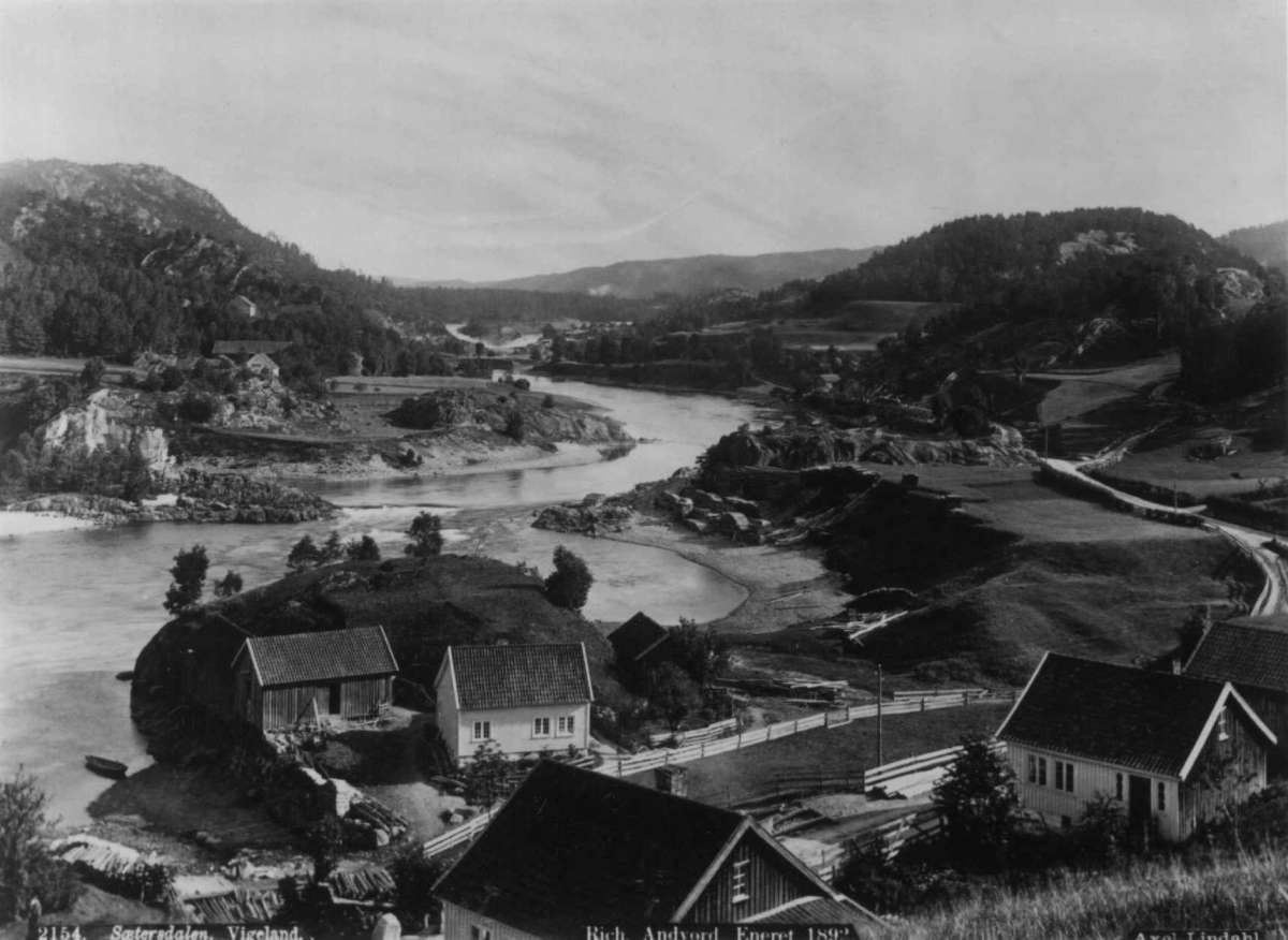 Axel Lindahl, Vest-Agder. Vennesla, Holehaugen, Ålestrøymen. Lindahls tekst er "Sætersdalen Vigeland".