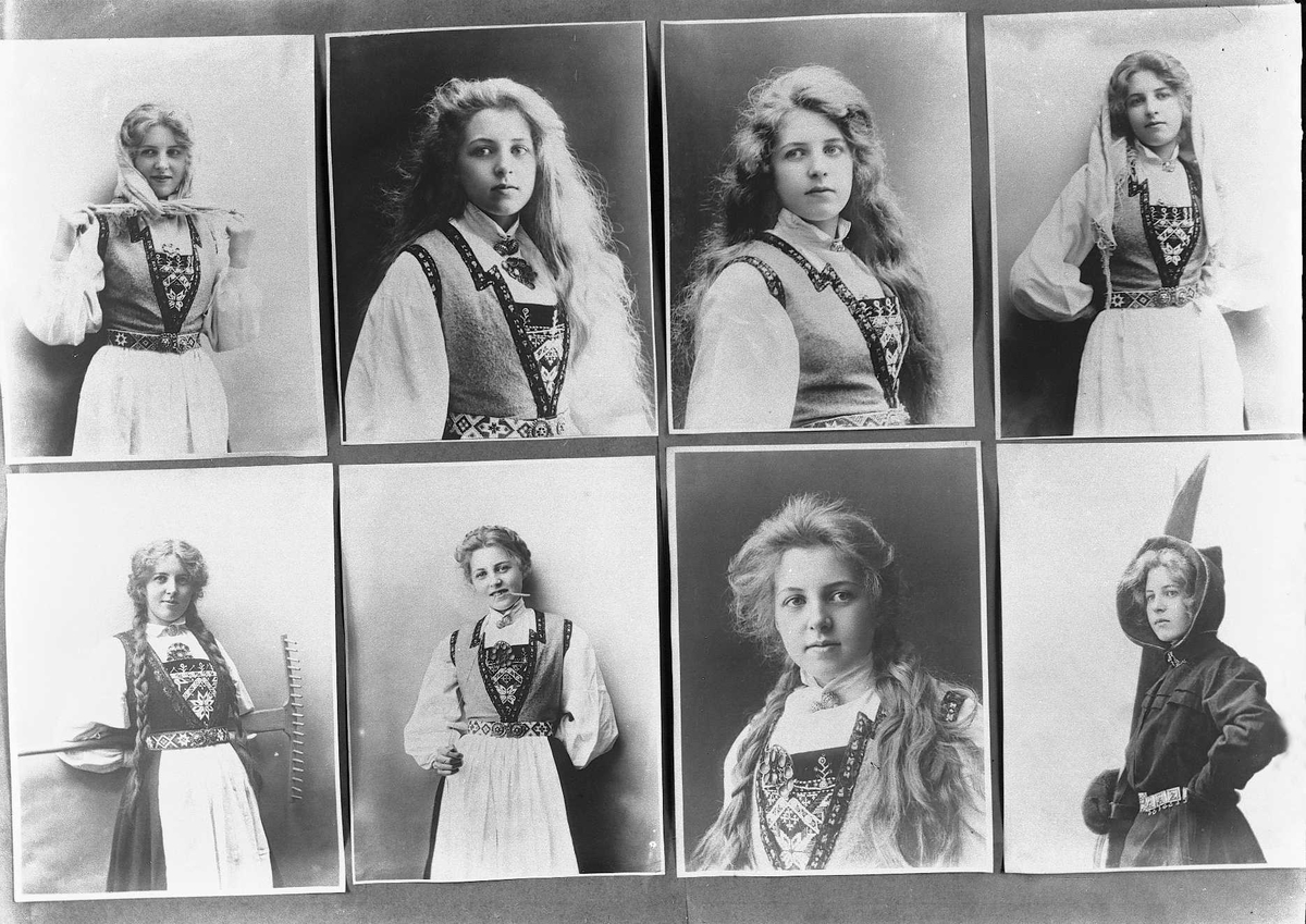 Solveig Lund, Oversiktsbilde av Solveig Lunds monteringer av sine fotografier på veggen i studioet.
