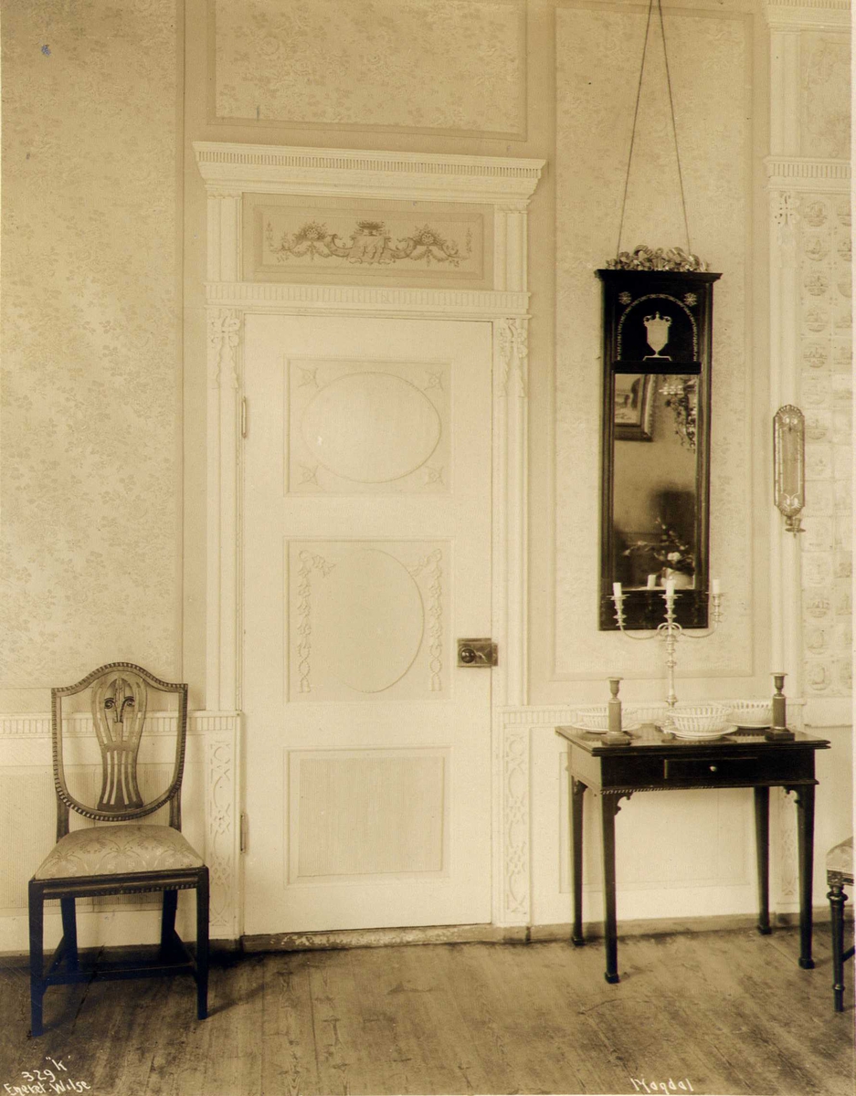 Anders Beer Wilse, Interiør, Halse, Mandal, Vest-Agder. Fotografert 1912. Konsul Bugges villa.