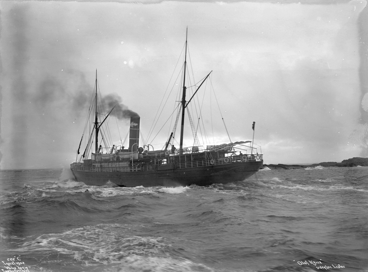 Anders Beer Wilse, D/S Olaf Kyrre (b. 1886, Martens, Olsen & Co, Bergen), utenfor Lister