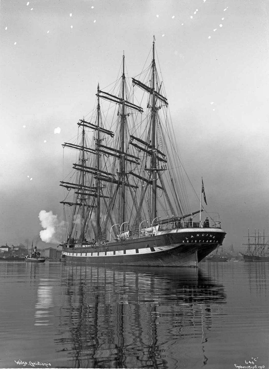 Anders Beer Wilse, Lancing (b. 1866, R. Napier & Sons, Glasgow), 4-mastet skip, Norges største, 409" lang, 44" bred, 2546 tonns