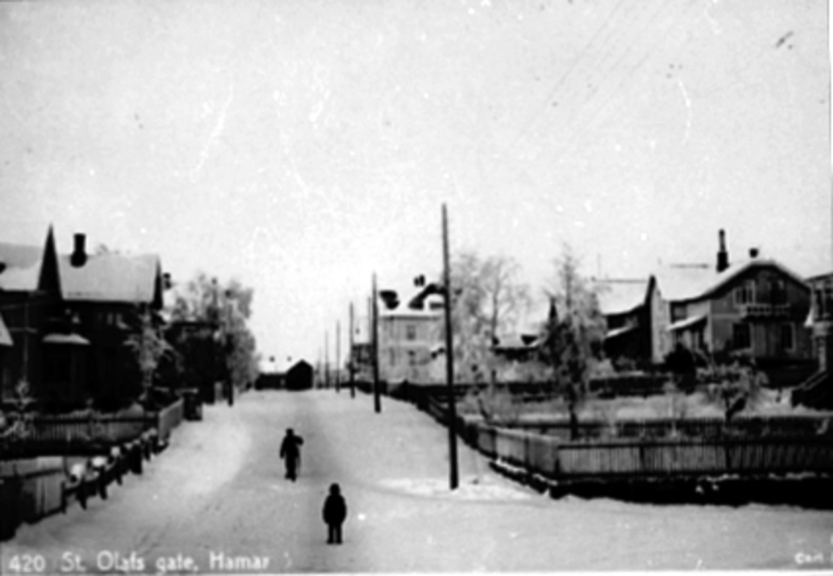 Anno Domkirkeodden, OVERSIKT ST. OLAVSGT. 84, MOT CHRISTIEBYGGET, VINTERPostkort.