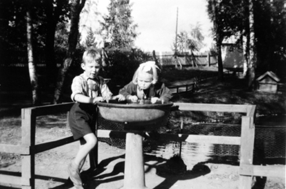 Anno Domkirkeodden, STEIN OG SOLVÅR RYNNING VED DRIKKEFONTENEN I HAMAR PARK.
