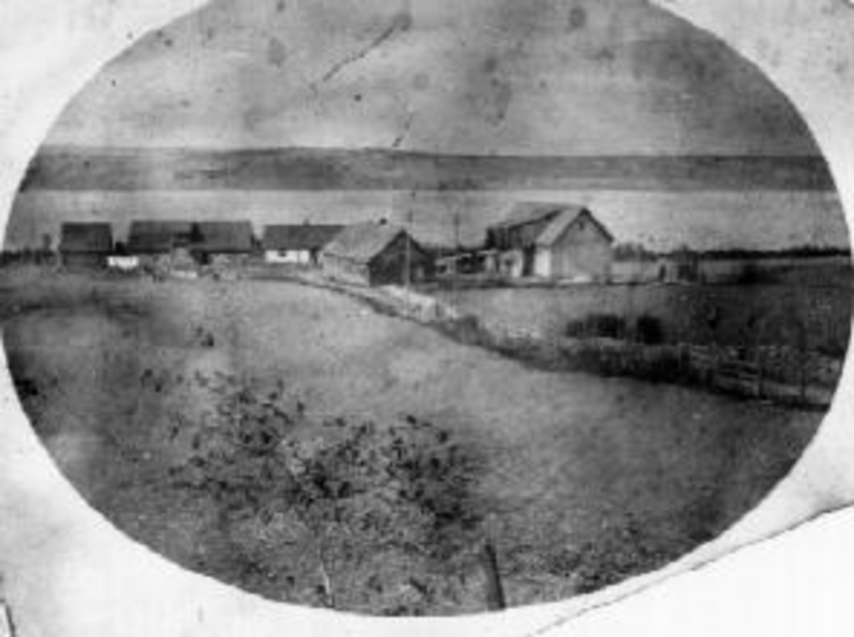 Anno Domkirkeodden, Oversikt over Maurudgardene. Øvre og Nedre Maurud, Helgøya. Oppistua på Øvre Maurud i forgrunnen.