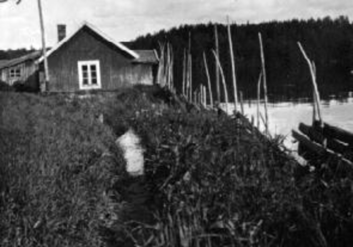 Anno Domkirkeodden, Strandbakken, Moelv ved flommen i Mjøsa. 1927.