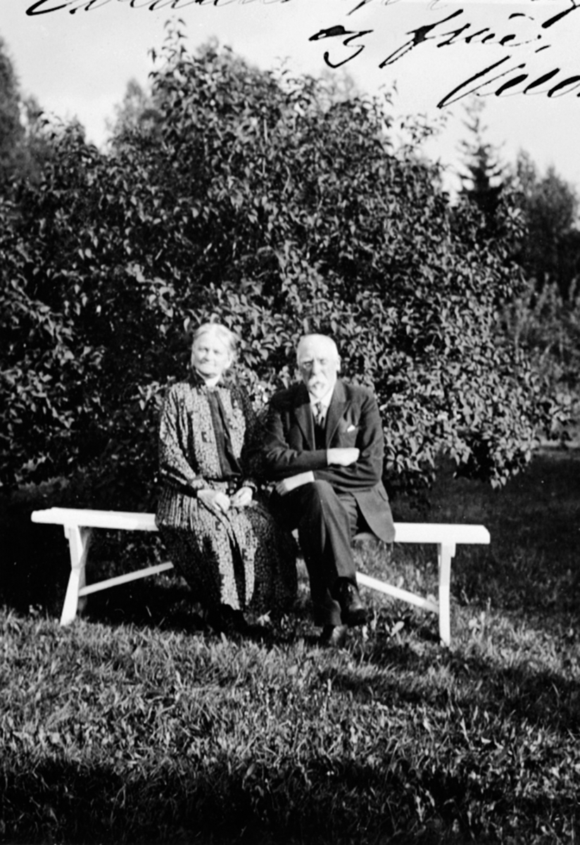 Anno Domkirkeodden, Ekteparet Nordhagen i Nordhagen, Veldre, Ringsaker. Kunstner Johan Nordhagen (1856-1956) og hustru Christine Magdalene Johansen: