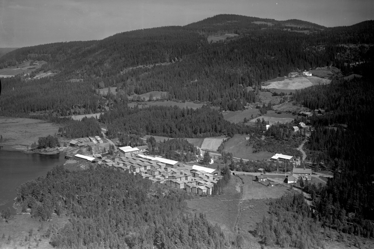 Anno Domkirkeodden, Flyfoto av Buvika sag, Ringsaker Almenning, Næroset.