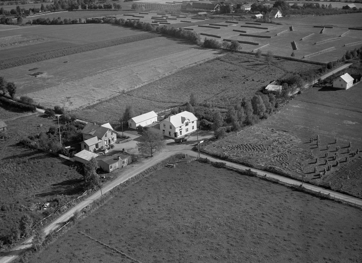 Anno Domkirkeodden, Flyfoto, landbruk, Myhrstajet, butikk, landhandleri, Bekkevold smie, Nes, Hedmark.