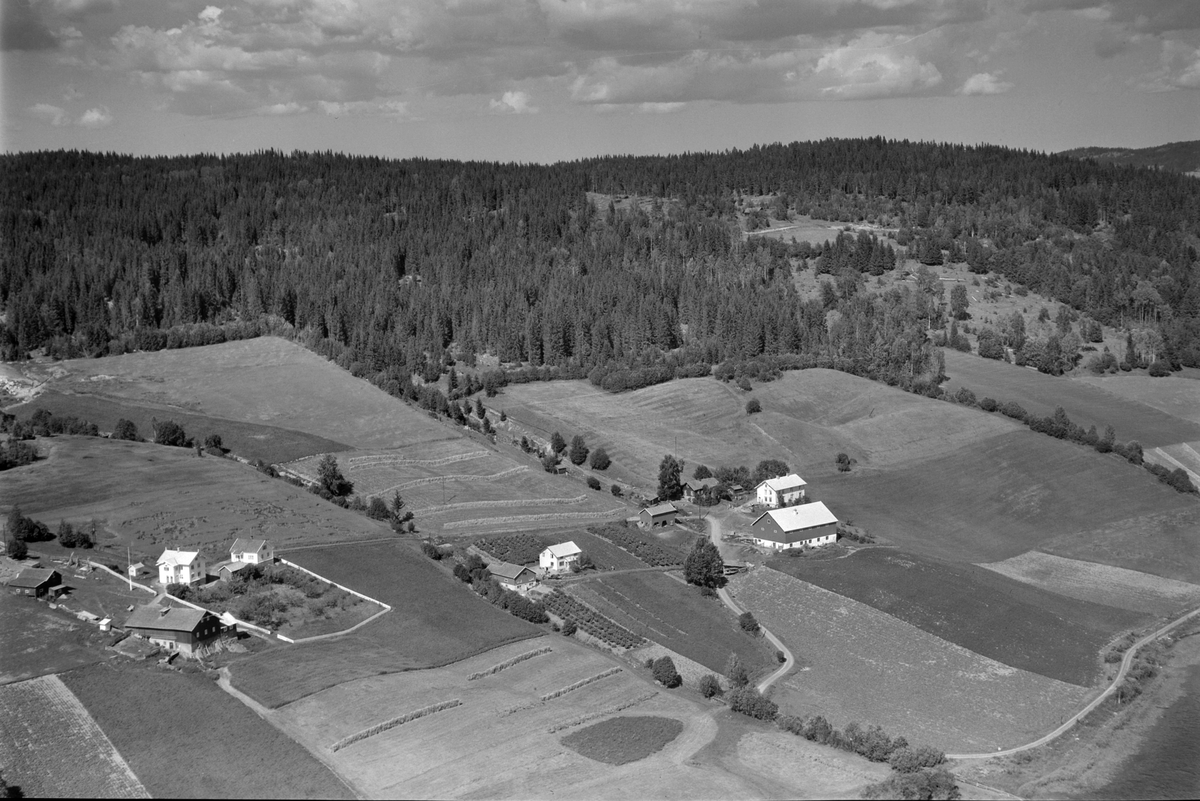 Widerøes Flyveselskap A/S, Flyfoto av Thorud og Hovelsrud ved Stavsjøen, Hedmark.